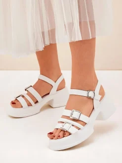 Best Damskie sandały na niskim słupku Otteze Sandały Płaskie