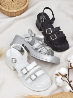 Best Damskie sandały na niskim słupku Otteze Sandały Płaskie