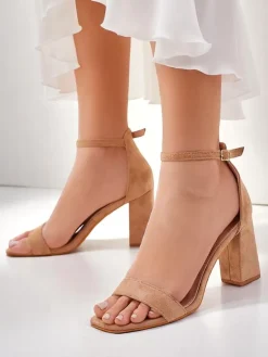 Outlet Damskie sandały eko zamszowe Qwadrat Buty Na Wielkie Wyjście|Sandały Na Słupku