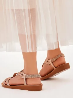 Sale Damskie sandały z ozdobnymi paseczkami Lola Grace Sandały Płaskie