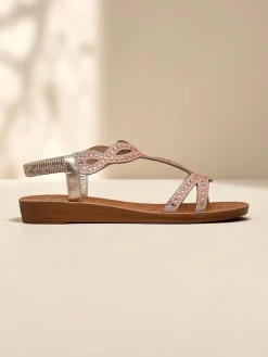 Sale Damskie sandały z ozdobnymi paseczkami Lola Grace Sandały Płaskie