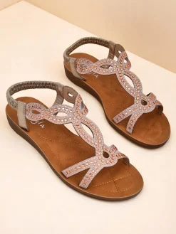 Sale Damskie sandały z ozdobnymi paseczkami Lola Grace Sandały Płaskie