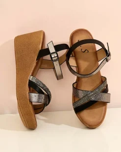 Online Damskie sandały z cyrkoniami Bozi Sandały Na Koturnie