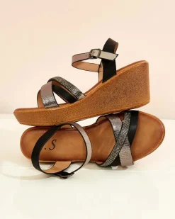 Online Damskie sandały z cyrkoniami Bozi Sandały Na Koturnie