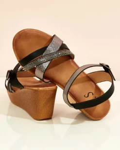 Online Damskie sandały z cyrkoniami Bozi Sandały Na Koturnie