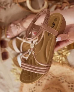 Best Damskie sandały z ozdobnymi paseczkami Camerro Sandały Płaskie