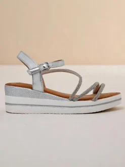 Best Damskie sandały na koturnie z cyrkoniami Ballosa Sandały Na Koturnie