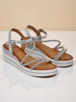 Best Damskie sandały na koturnie z cyrkoniami Ballosa Sandały Na Koturnie