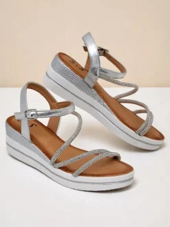 Best Damskie sandały na koturnie z cyrkoniami Ballosa Sandały Na Koturnie