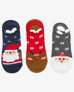 Outlet Damskie skarpety typu stopki ze świątecznym nadrukiem 3/pak Skarpetki