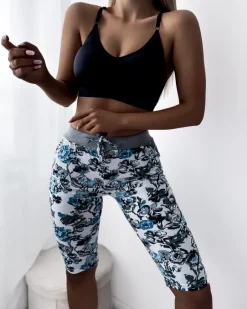 Best Damskie spodenki 3/4 w m kolorze i w kwiaty Spodenki 3/4|Krótkie Spodenki