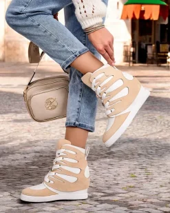 Hot Damskie sportowe botki na koturnie Pamstinsa Botki Bez Ocieplenia|Botki Na Koturnie