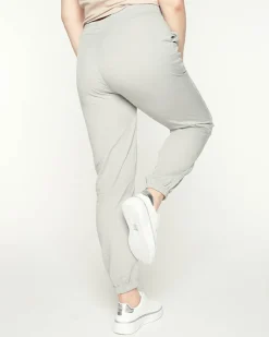 Outlet Damskie szare spodnie materiałowe typu joggery PLUS SIZE Plus Size|Spodnie Materiałowe