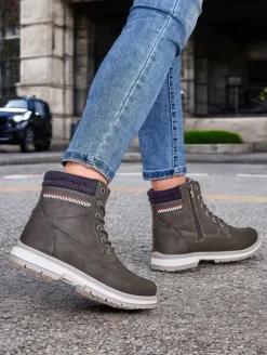 Outlet Damskie trapery Miszuz Trapery|Botki Sznurowane