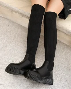 New Damskie wsuwane kozaki za kolano Hesoppel Kozaki Na Płaskim Obcasie|Kozaki Z Ociepleniem