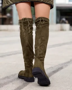 Hot Damskie wsuwane kozaki za kolano Robus Kozaki Na Płaskim Obcasie|Kozaki Bez Ocieplenia