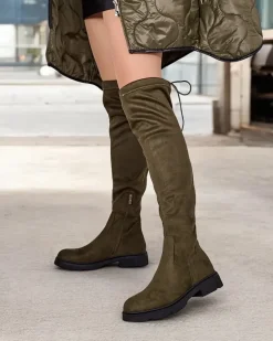 Hot Damskie wsuwane kozaki za kolano Robus Kozaki Na Płaskim Obcasie|Kozaki Bez Ocieplenia