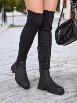 Hot Damskie wsuwane kozaki Bezzonu Kozaki Na Płaskim Obcasie|Kozaki Bez Ocieplenia