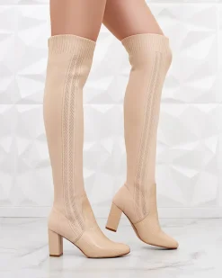 Sale Damskie wsuwane kozaki za kolano Nolera Kozaki Na Obcasie|Kozaki Bez Ocieplenia