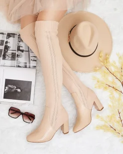 Sale Damskie wsuwane kozaki za kolano Nolera Kozaki Na Obcasie|Kozaki Bez Ocieplenia