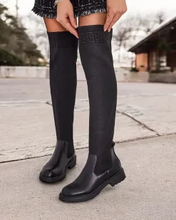 Best Damskie wsuwane kozaki Bifonus Kozaki Na Płaskim Obcasie|Kozaki Bez Ocieplenia