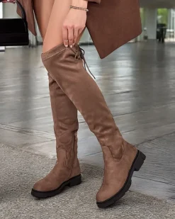 Hot Damskie wsuwane kozaki za kolano Robus Kozaki Na Płaskim Obcasie|Kozaki Bez Ocieplenia