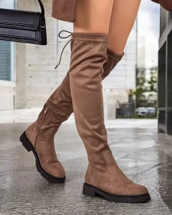 Hot Damskie wsuwane kozaki za kolano Robus Kozaki Na Płaskim Obcasie|Kozaki Bez Ocieplenia