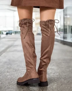 Hot Damskie wsuwane kozaki za kolano Robus Kozaki Na Płaskim Obcasie|Kozaki Bez Ocieplenia