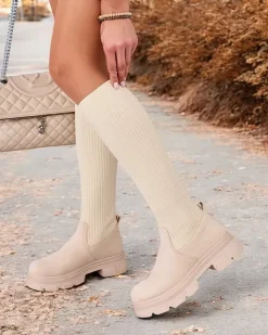 Outlet Damskie wsuwane kozaki Anobbi Kozaki Na Płaskim Obcasie|Kozaki Bez Ocieplenia