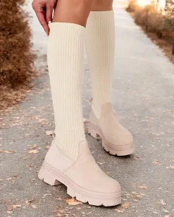 Outlet Damskie wsuwane kozaki Anobbi Kozaki Na Płaskim Obcasie|Kozaki Bez Ocieplenia