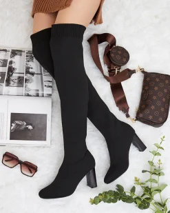 New Damskie wsuwane kozaki za kolano Nolels Kozaki Na Obcasie|Kozaki Bez Ocieplenia