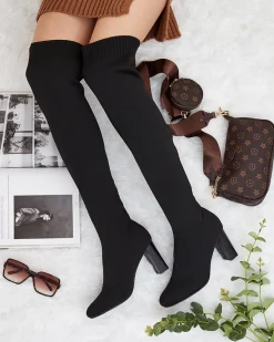 New Damskie wsuwane kozaki za kolano Nolels Kozaki Na Obcasie|Kozaki Bez Ocieplenia