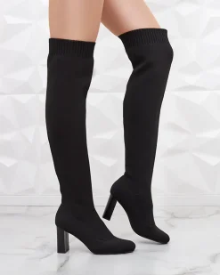 New Damskie wsuwane kozaki za kolano Nolels Kozaki Na Obcasie|Kozaki Bez Ocieplenia