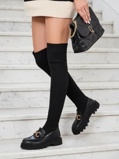 Online Damskie wsuwane kozaki za kolano Rufies Kozaki Na Płaskim Obcasie|Kozaki Bez Ocieplenia