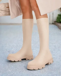 Outlet Damskie wsuwane kozaki Filo Kozaki Na Płaskim Obcasie|Kozaki Bez Ocieplenia