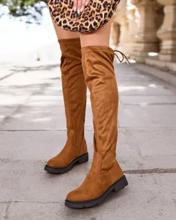 Best Damskie wsuwane kozaki za kolano Robus Kozaki Na Płaskim Obcasie|Kozaki Bez Ocieplenia