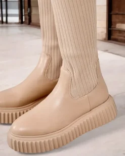Best Damskie wsuwane kozaki za kolano Hesoppel Kozaki Na Płaskim Obcasie|Kozaki Z Ociepleniem