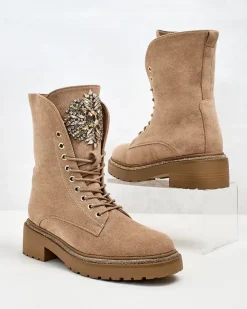 Outlet Damskie wysokie botki typu workery Sinno Workery|Botki Z Delikatnym Ociepleniem