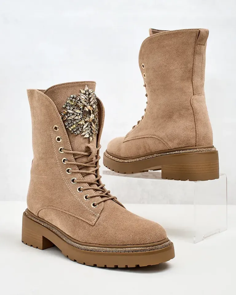 Outlet Damskie wysokie botki typu workery Sinno Workery|Botki Z Delikatnym Ociepleniem