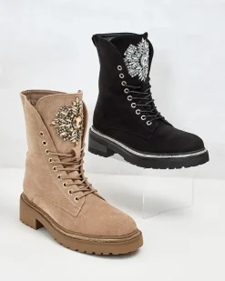 Outlet Damskie wysokie botki typu workery Sinno Workery|Botki Z Delikatnym Ociepleniem