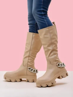 Sale Damskie wysokie kozaki Defesisa Kozaki Na Płaskim Obcasie