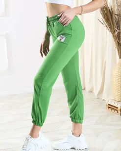 Sale Damskie zielone spodnie dresowe Spodnie Dresowe