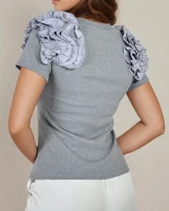 Hot Dopasowana damska prążkowana bluzka Bluzki / Koszule / Koszulki