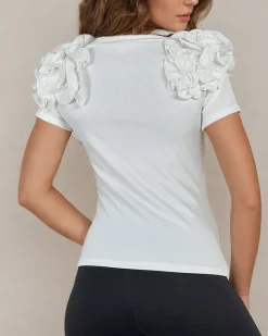 Online Dopasowana damska prążkowana bluzka Bluzki / Koszule / Koszulki