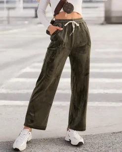 Discount Dresy damskie a'la welurowe Spodnie Dresowe