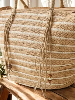 Duża słomiana torebka damska Damskie Wiklinowe I Słomiane
