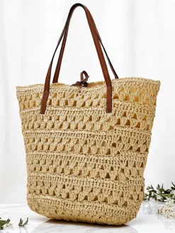 Outlet Duża słomiana torebka damska Natural Classic Damskie Wiklinowe I Słomiane