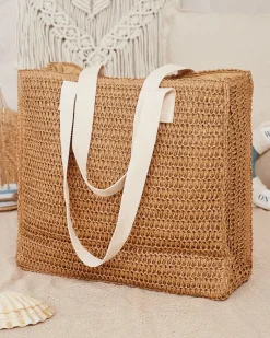 Outlet Duża słomiana torebka damska Damskie Wiklinowe I Słomiane