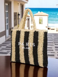 Outlet Duża słomiana torebka damska Straw Stripe Damskie Wiklinowe I Słomiane