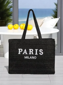 Duża słomiana torebka damska Paris Milano Large Damskie Wiklinowe I Słomiane